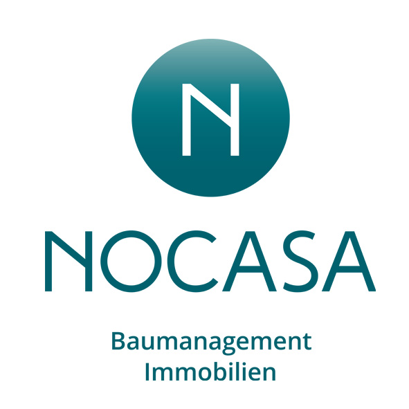 Nocasa Baumanagement und Immobilien Logo in Türkis und weiss